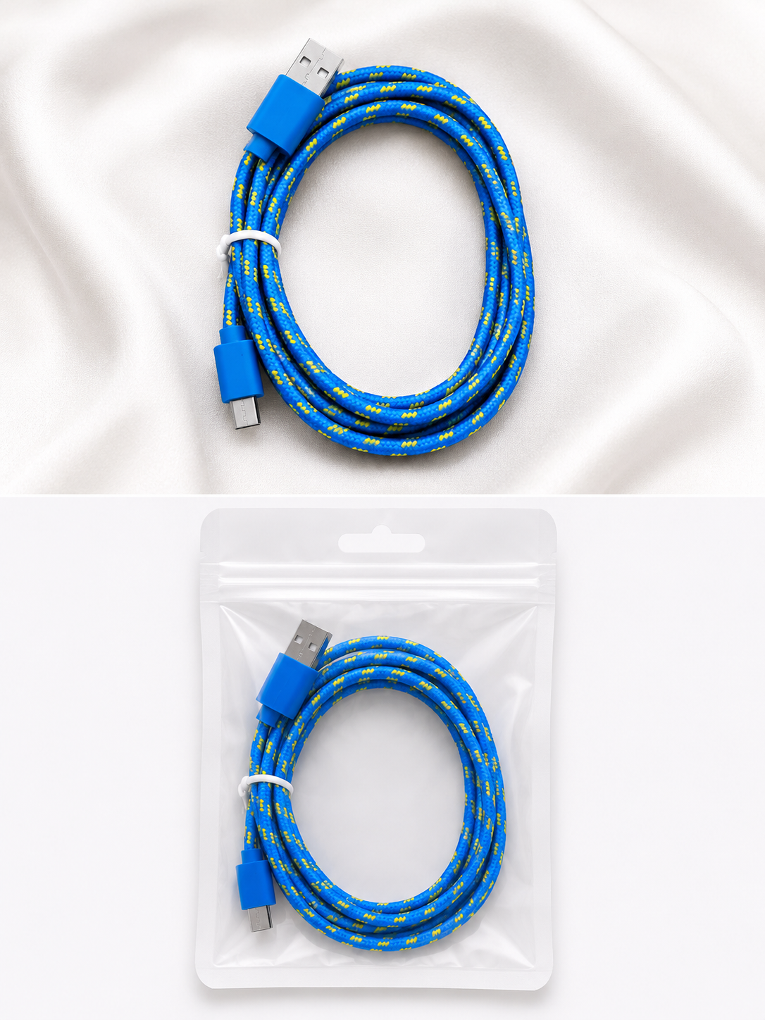 Blue 1M Braided USB Type-C Charging Cable – Fast Charging & Data Sync