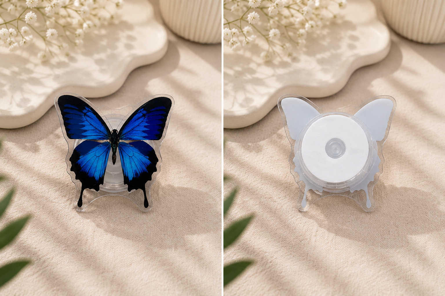 Blue Butterfly Phone Grip & Stand – Cute Acrylic Phone Holder