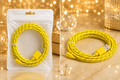 Yellow 3M Braided USB Type-C Charging Cable – Fast Charging & Data Sync